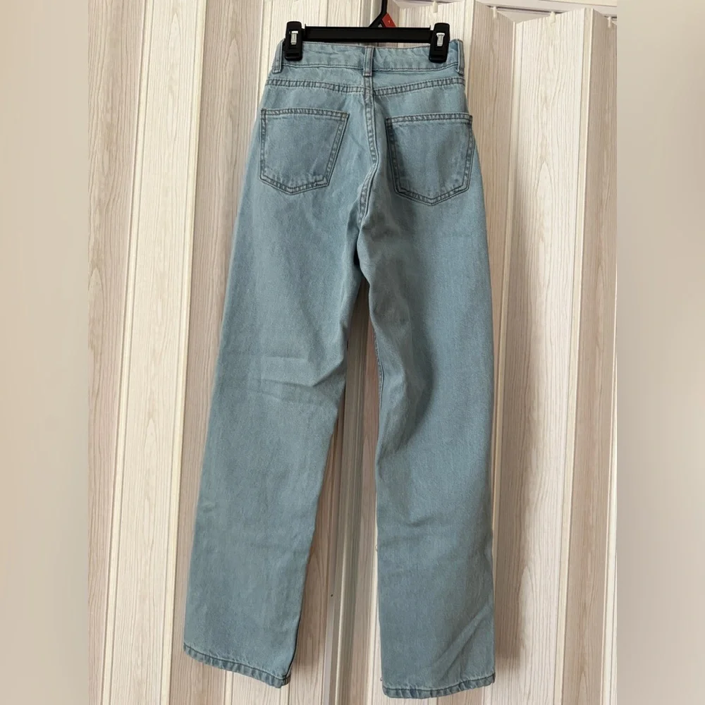 Vintage-Style High Waisted Light Wash Jeans, Size XXS - Picture 2 of 3